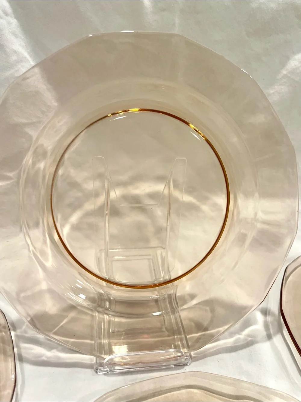 Set (4) Fostoria “Fairfax” Amber Depression Glass Salad Desset Plates (2nd)